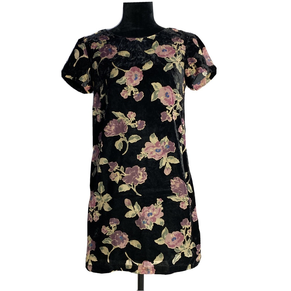 Massimo Fabbro Italy Dress 4 Black Velvet Wine Green Floral Burnout Lined A Line